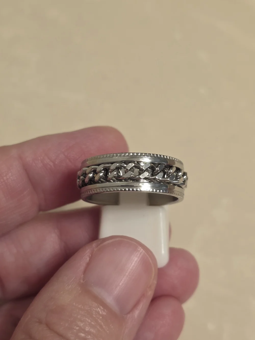 Men's Stainless Steel Chain Link Spinner Ring Size 9